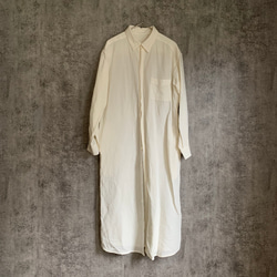 バンブーリネンシャツワンピース 生成り/インディゴ Bamboo linenshirt dress 15枚目の画像