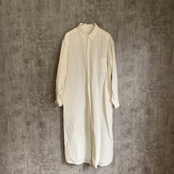 バンブーリネンシャツワンピース 生成り/インディゴ Bamboo linenshirt dress 14枚目の画像