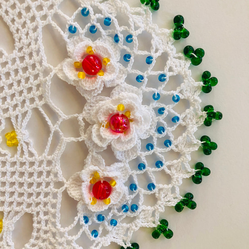 新作】NOKOのカラフルレース編み お花畑ドイリー（36） その他  