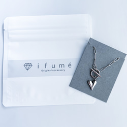 【ifumé】金属アレルギー対応 ハートのマンテルネックレス SILVER サージカルステンレス 50センチ 8枚目の画像