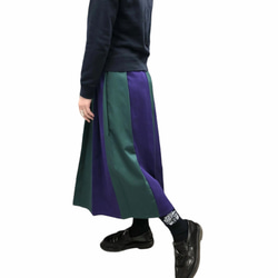 パープル×グリーン　２カラー　フレアプリーツロングスカート 4枚目の画像