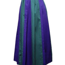 パープル×グリーン　２カラー　フレアプリーツロングスカート 3枚目の画像