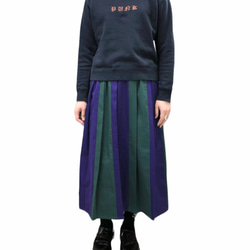 パープル×グリーン　２カラー　フレアプリーツロングスカート 2枚目の画像