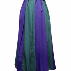パープル×グリーン　２カラー　フレアプリーツロングスカート 1枚目の画像