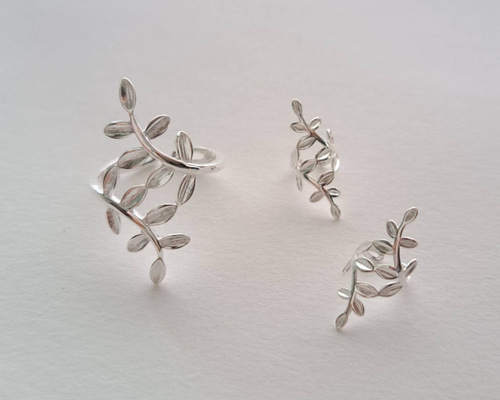 セット (SV925) Lovely Nibubu Ear cuff & Free Ring Set