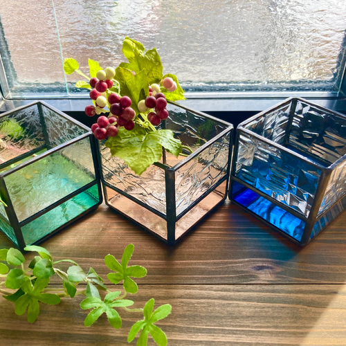 送料無料！ステンドグラス マルチボックス〜3個セット〜 一輪挿し