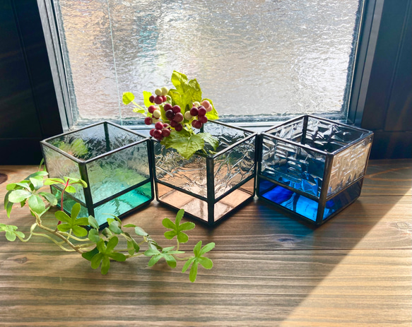 ステンドグラス3点セット 送料無料！ステンドグラス マルチボックス〜3個セット