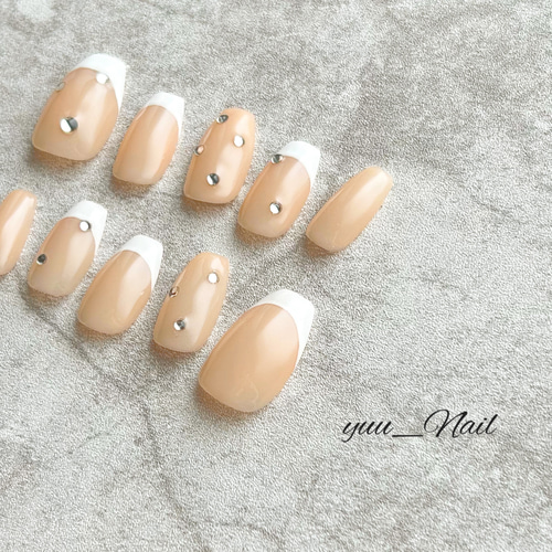 送料無料】シンプルフレンチネイル/ストーンネイル/オフィスネイル