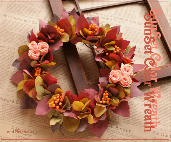 スモーキーな秋色カラーユーカリのリース　敬老の日　ハロウィン　お誕生日ギフトに　W066