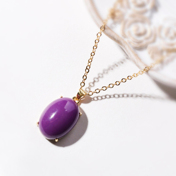 SOLD『勇気』フォスフォシデライトネックレス◇紫【14kgf/ステンレス  