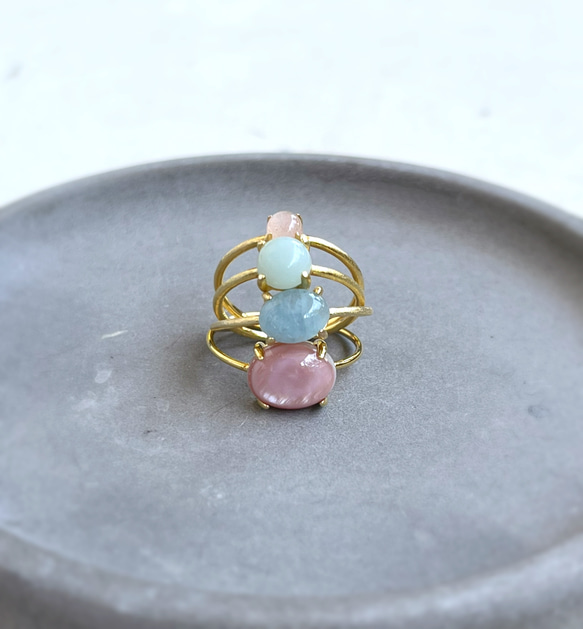 天然石　ナミビア産　アクアマリン  6×8mm オーバル　爪留めリング　指輪　silver925  18kgp 6枚目の画像