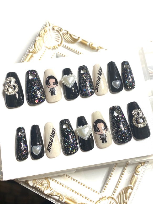 SnowMan 目黒蓮 ハート切り抜きネイルチップ ネイルチップ（つけ爪