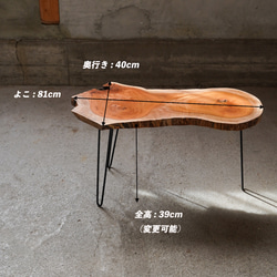 欅 輪切り材のローテーブル③ （高さ・カラー変更無料） 17枚目の画像
