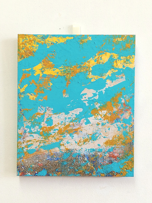 抽象画「No.009」アクリル画 金箔 S0号 秋 インテリア 絵画