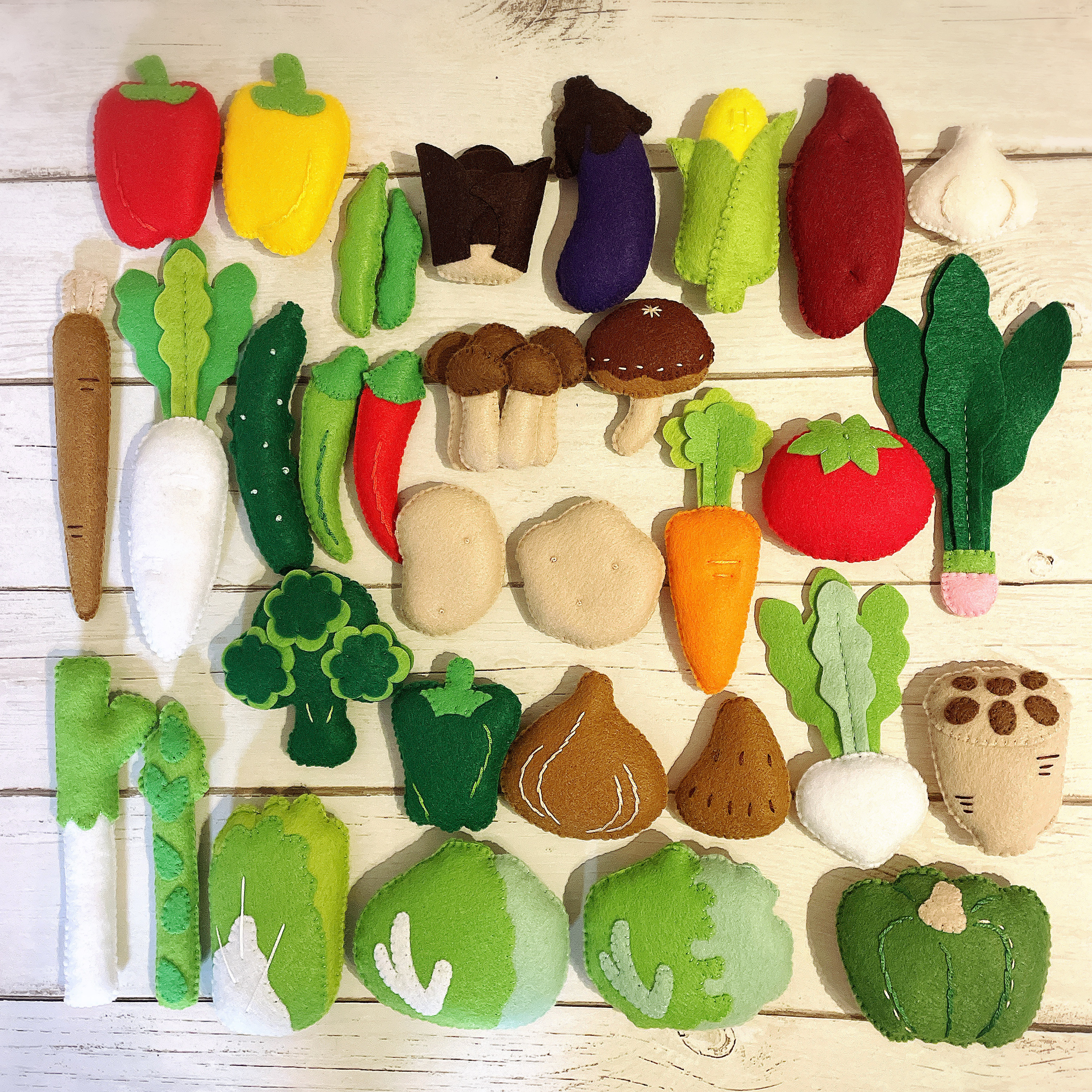 受注製作】フェルトおままごと 野菜セット① おもちゃ・人形 ままごと