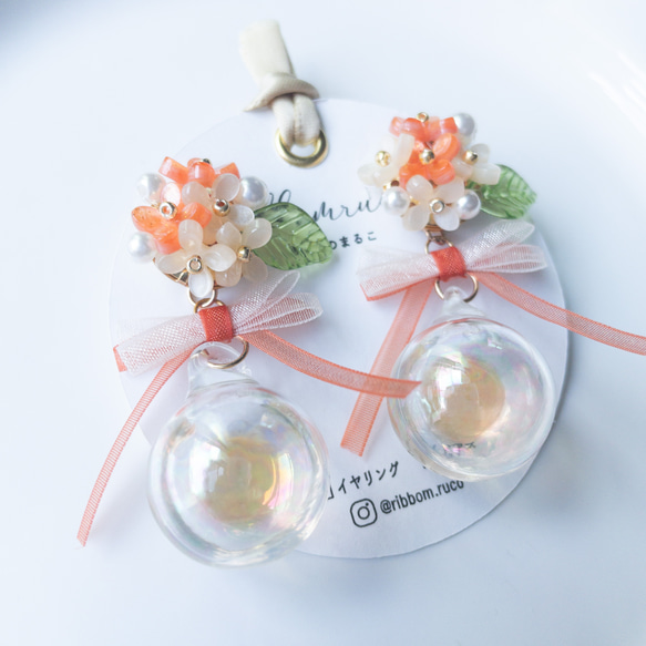 再販予定2way♡金木犀×リボンのピアス／アクセサリー ピアス（スタッド 