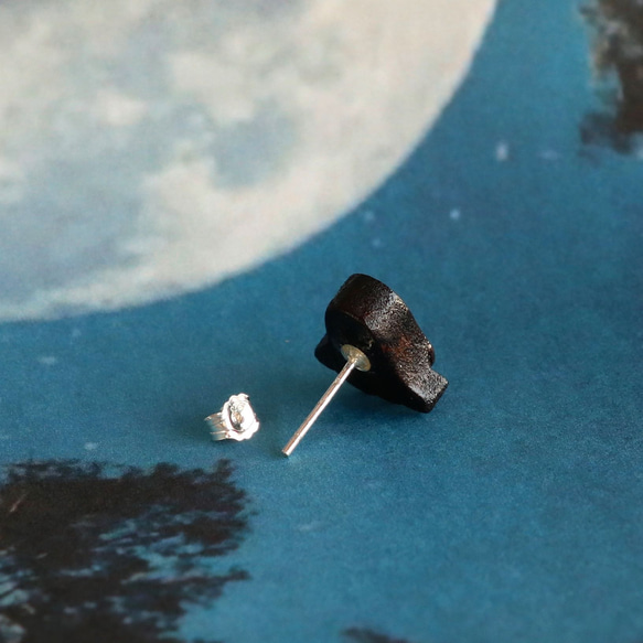 手工木製耳環 純銀耳針 ”幽靈”   單個 禮物訂製 第2張的照片