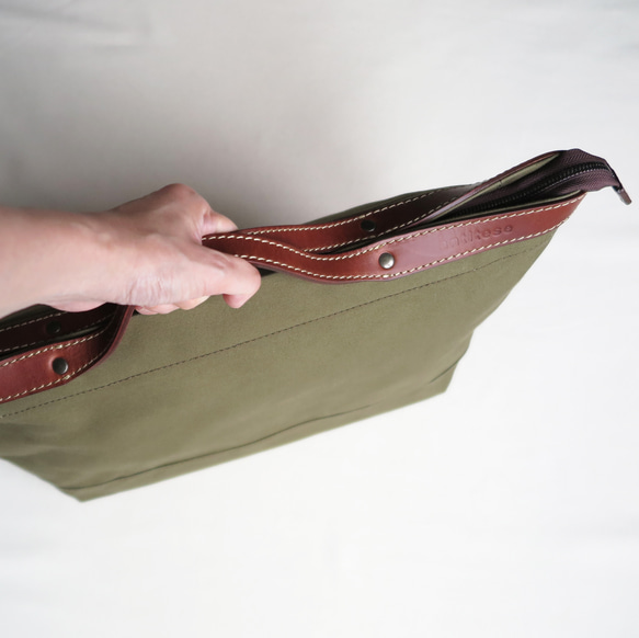 Paraffin canvas  totebag 「advantage」KHAKI 9枚目の画像