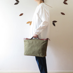 Paraffin canvas  totebag 「advantage」KHAKI 2枚目の画像