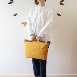 受注生産　Paraffin canvas  totebag 「advantage」MUSTARD 1枚目の画像