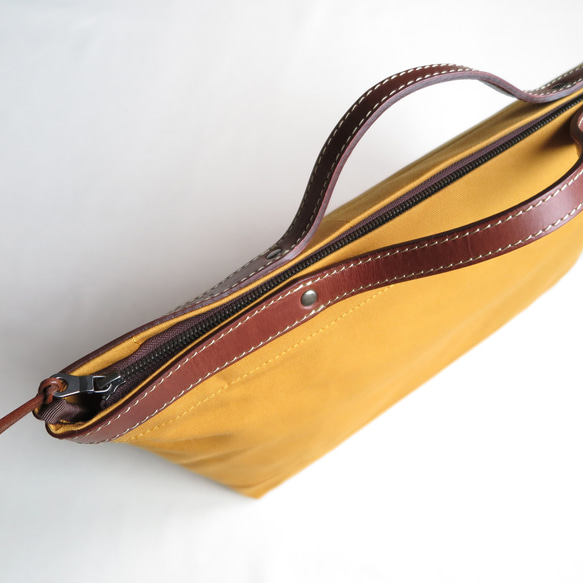 受注生産　Paraffin canvas  totebag 「advantage」MUSTARD 5枚目の画像