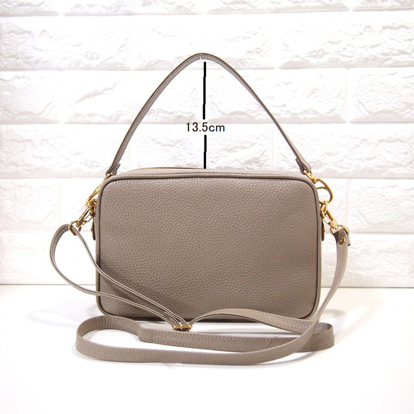 ★只今製作中★１０月２０日前後の発送予定★日本製★牛革★スクエア・フォルム★２WAY★ショルダーバッグ★スマホP★トープ E1219061314(9295円)