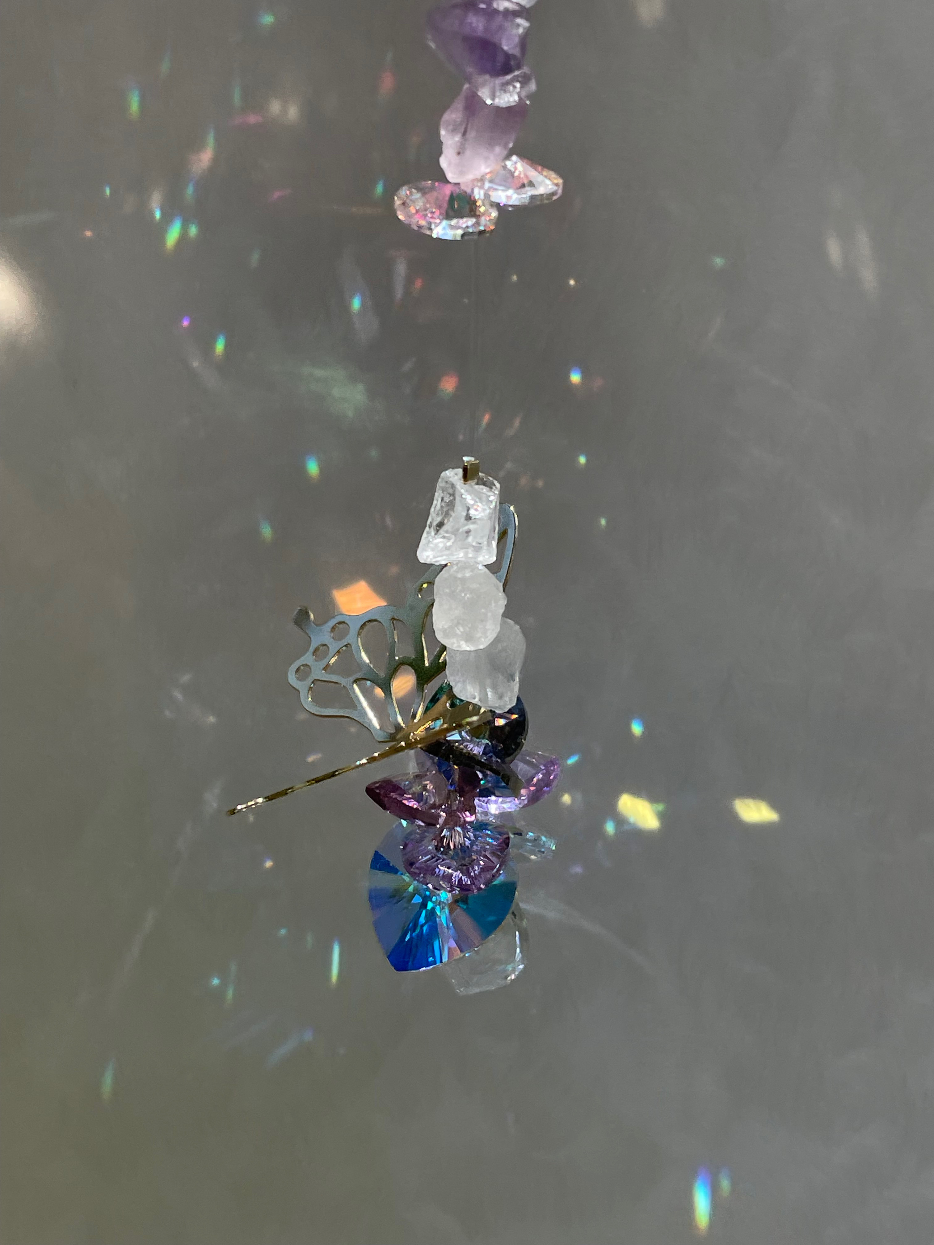 バタフライrainbowサンキャッチャー　アメジスト 7,300円