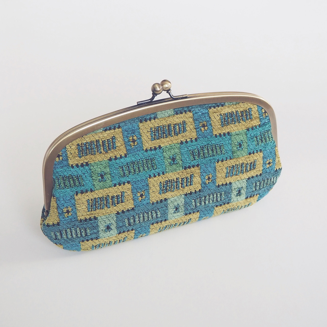 Creema限定販売『ワケありな逸品』■親子がま口のクラッチ風ポーチ / jb-gr■