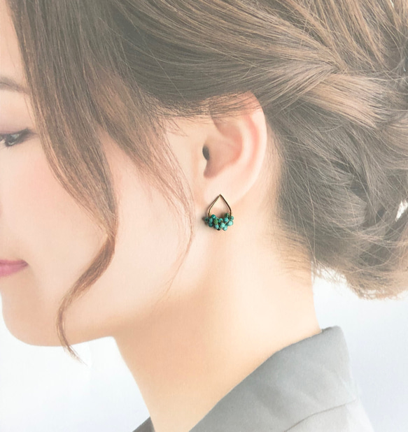 《Ao to Aoi》綠松石、綠松石AA+、14kgf耳環（也可改為耳環） 第2張的照片