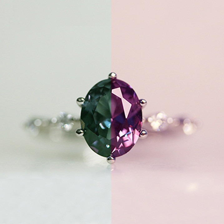 カラーチェンジ アレキサンドライトシルバーリング ジルコニア 人気デザイン