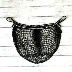 刺繍でネットバッグ　黒　マルシェバッグ　エコバッグ　メッシュバッグ　 6枚目の画像