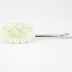 クォーツが光る夏空に、ミモザなオーバルがとても清々しい♪<1点ものヘアピン>HP143 3枚目の画像