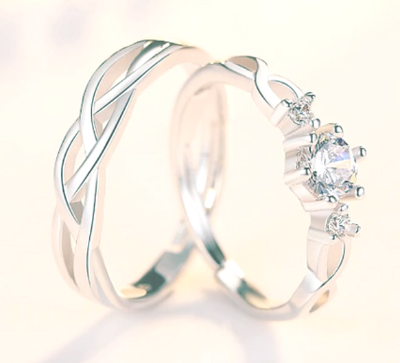 ペアリング　結婚指輪　クリスマス　誕生日　記念日　プレゼント シンプル　シルバー925  ビジュー　つけっぱなしok 14枚目の画像