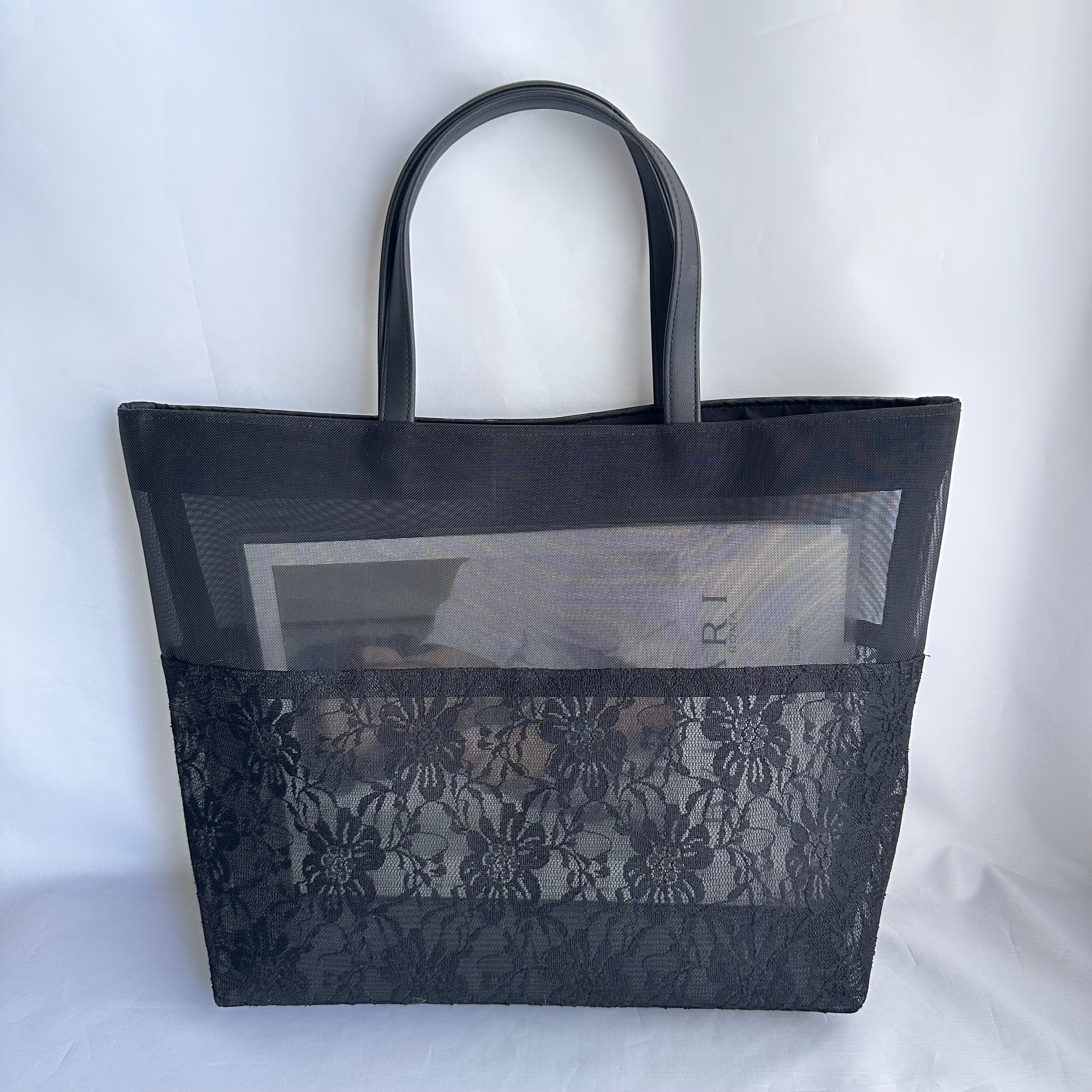 ブラックメッシュトート （ブラックメッシュ x ブラックレースメッシュ）