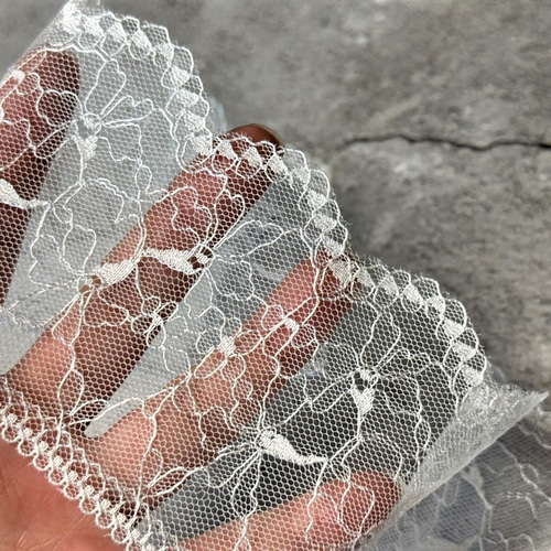 2m チュールレース 両耳スカラップ ボタニカル柄 日本製 lace-No,172  