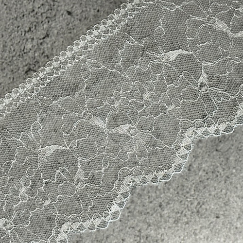 2m チュールレース 両耳スカラップ ボタニカル柄 日本製 lace-No,172  