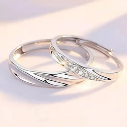 ペアリング　結婚指輪　クリスマス　誕生日　記念日　プレゼント　シンプル シルバー シンプル　シルバー925  ビジュー 13枚目の画像