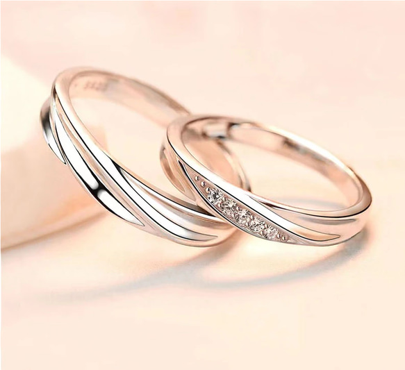 ペアリング　結婚指輪　クリスマス　誕生日　記念日　プレゼント　シンプル シルバー シンプル　シルバー925  ビジュー 16枚目の画像