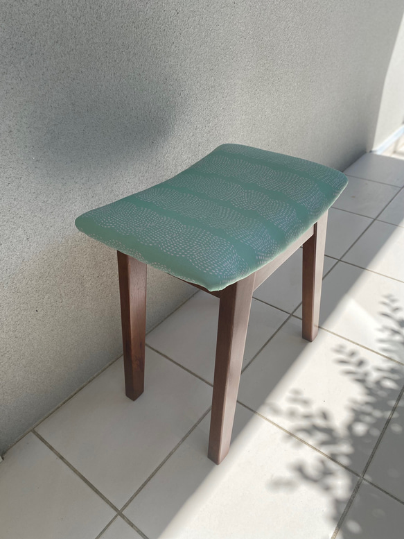 スツール　北欧風　木製　来客用チェア　『ロープグリーン×ピンク』 3枚目の画像