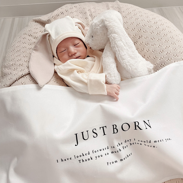T025 【 JUST BORN tapestry 】 ニューボーン 新生児 誕生祝い タペストリー 誕生日 スタジオ 6枚目の画像