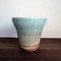 陶器の植木鉢　「カーキ」 ４号 3枚目の画像