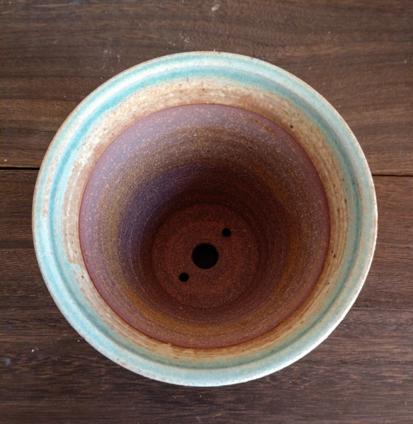 陶器の植木鉢　「カーキ」 ４号 4枚目の画像