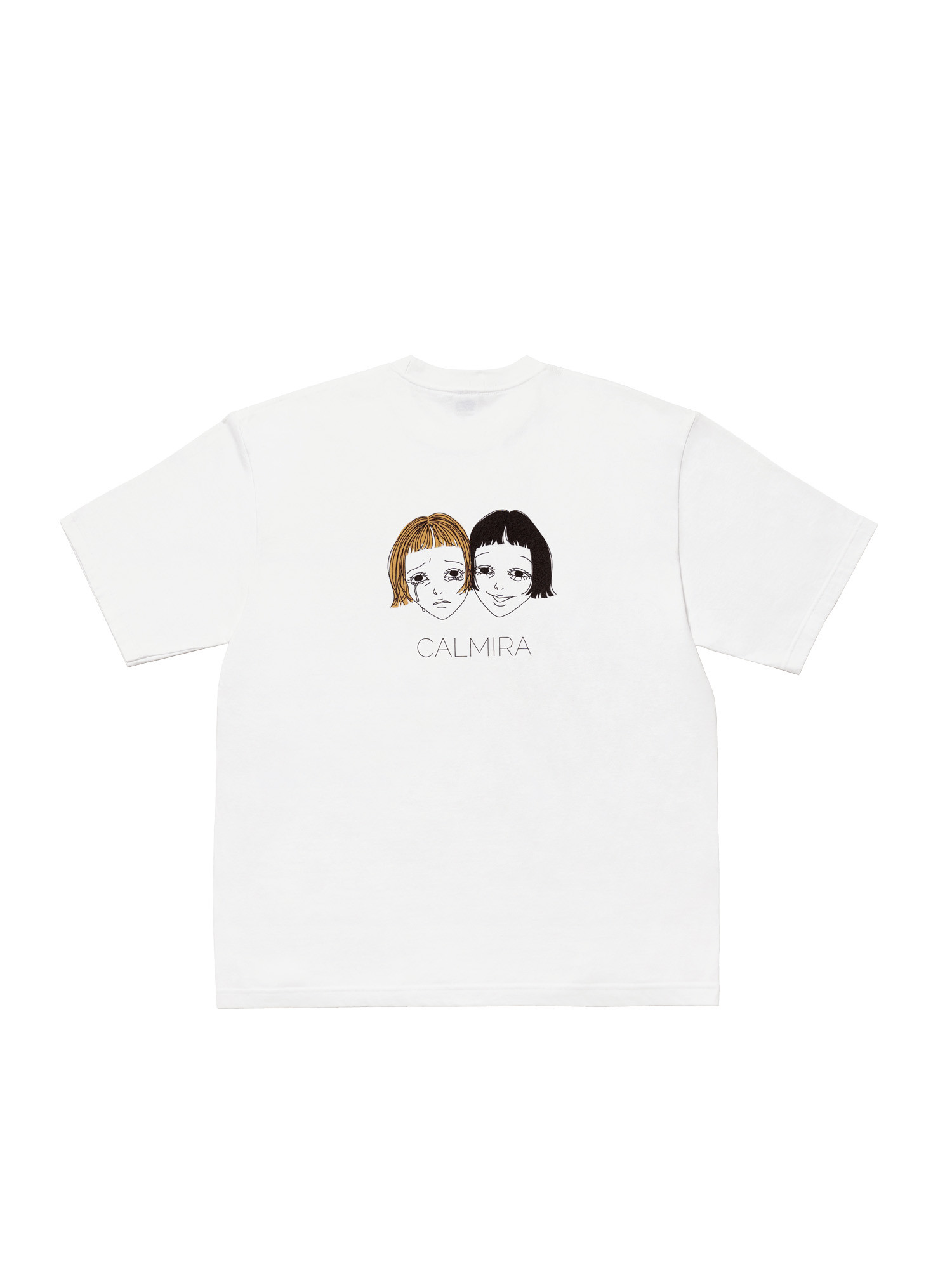 ＣＡＬＭＩＲＡ【泣き笑】Tシャツ スウェット  ロンT  ビッグシルエット オーバーサイズ  ホワイト 白