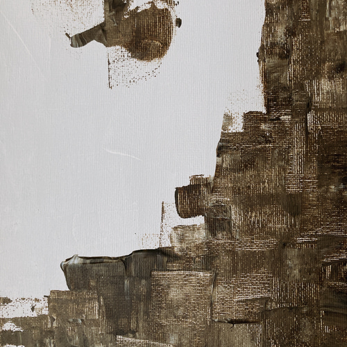 ブラウンとホワイトの抽象画