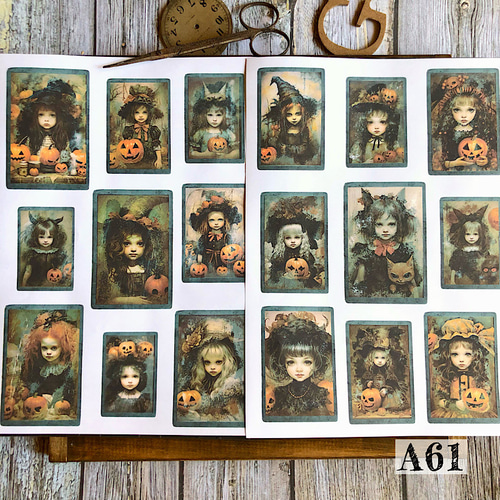 コラージュ素材 コラージュペーパー ジャンクジャーナル素材 ハロウィン コラージュ 素材 シール ハロウィン お化け カボチャ 女の子
