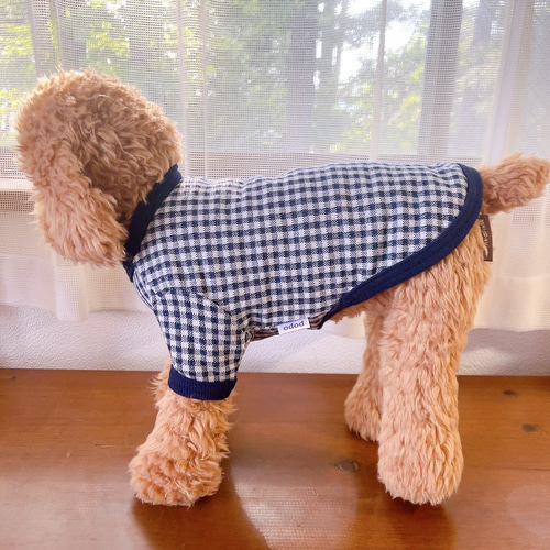 犬服 ギンガムチェックTシャツ ネイビー ペット服・アクセサリー