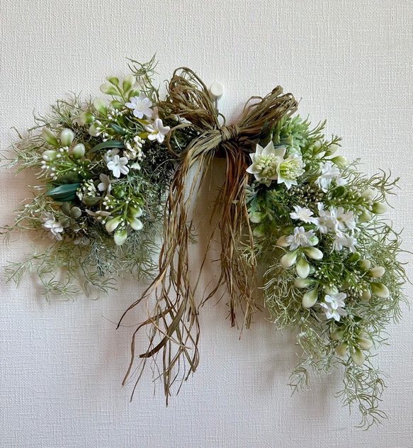 ナチュラルグリーンカラーの壁掛け、アーティフィシャルフラワー