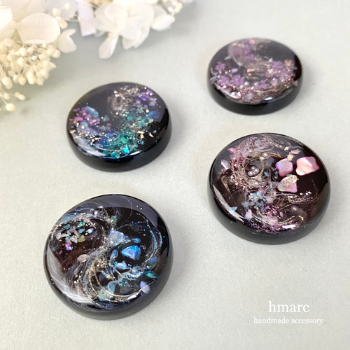 孔雀 ／ 和柄 大人 レジン ヘアゴム（ポニーフック） ／ ブラック