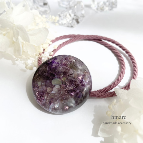 夏いろ ／ 大人 レジン ヘアゴム（ポニーフック） ／ アメジスト