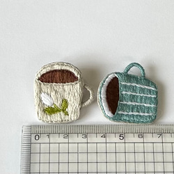 ほっと一息♪コーヒー刺繍ブローチ 6枚目の画像